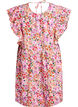 Robe fleurie en coton avec volants et col en V, Rose, Packshot image number 1