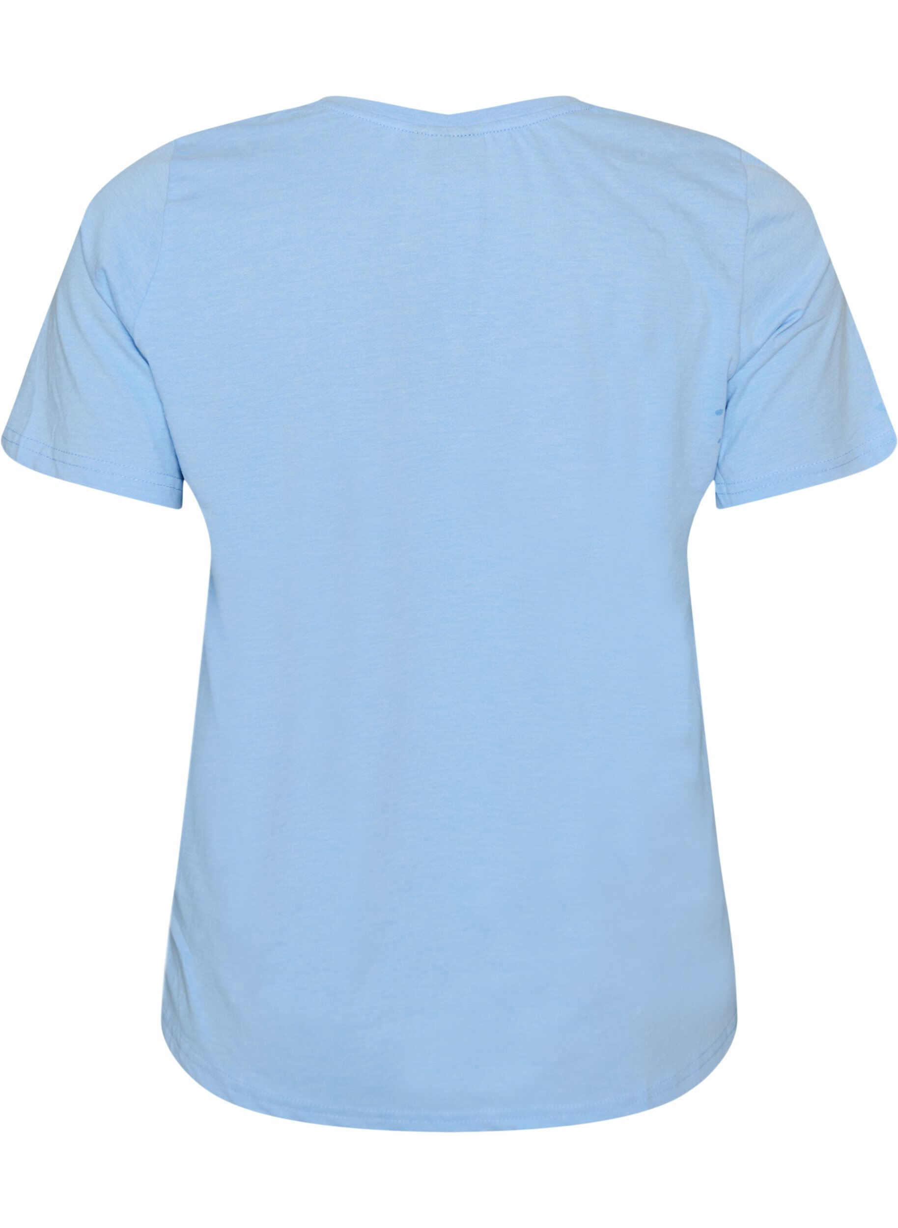 Zizzi T-shirt col V, Bleu, Packshot image number 1