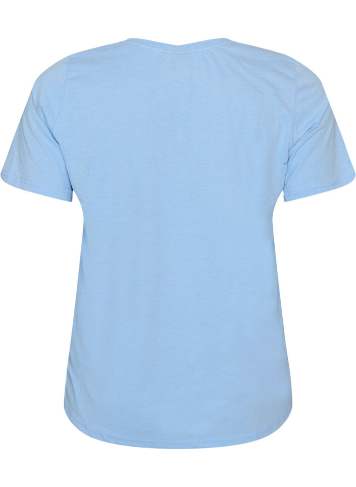 T-shirt col V, Bleu, Packshot image number 1