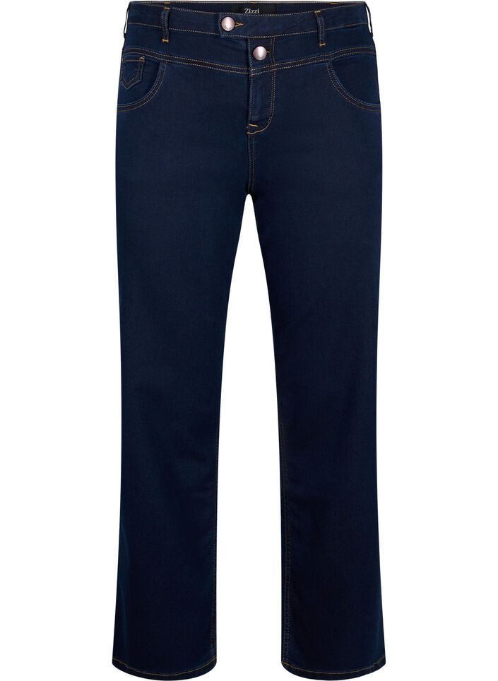 Jeans Gemma taille haute coupe droite, Bleu, Packshot image number 0