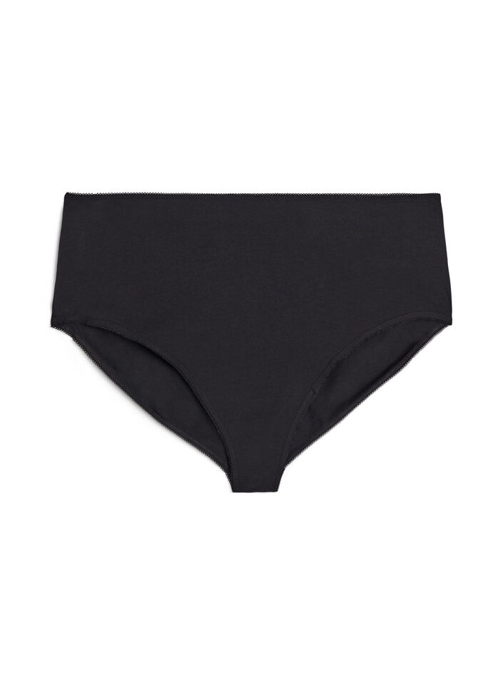 Slip 3-pack en coton avec taille r&eacute;guli&egrave;re, Noir, Packshot image number 2