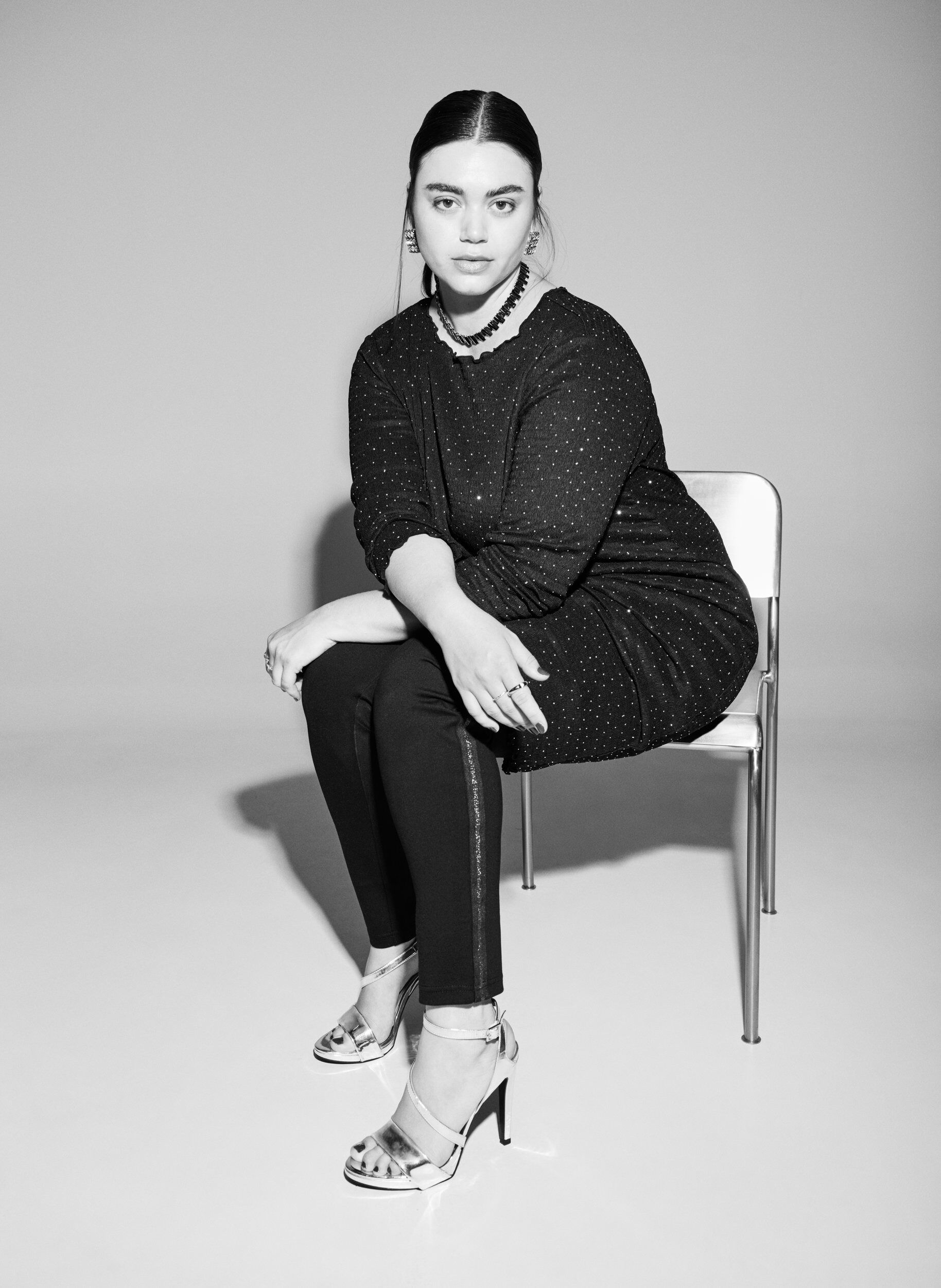 Zizzi Legging avec bande paillet&eacute;e et fentes, Noir, Image image number 0