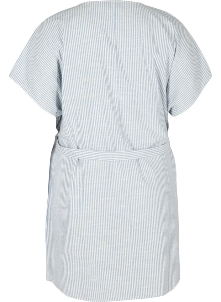 Robe chemise rayée en coton avec poches, Country Blue Stripe, Packshot image number 1