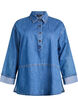 Blouse ample en jean avec col et patte de boutonnage, Bleu, Packshot image number 0
