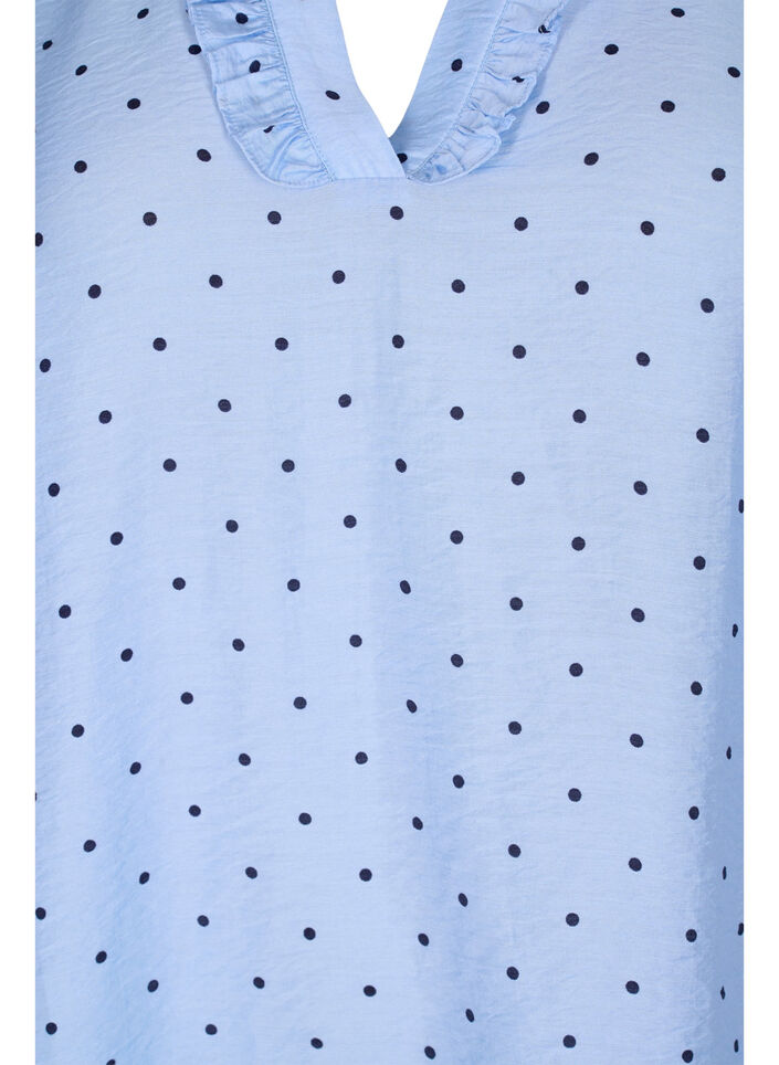 Blouse à pois à manches 3/4 en viscose, Light Blue Dot, Packshot image number 2