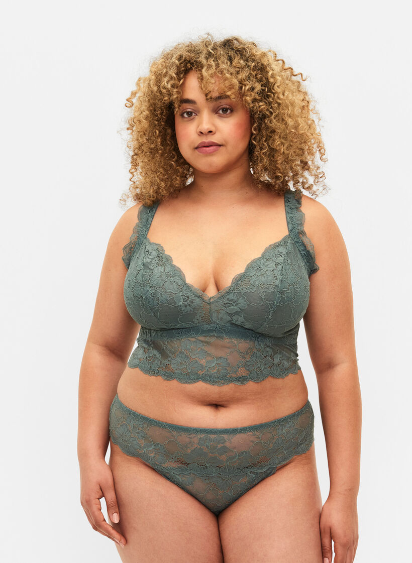 Bralette en dentelle sans armature, Balsam Green Ass, Model image number 2