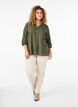 Chemisier en coton avec un col en V, Vert, Model image number 1