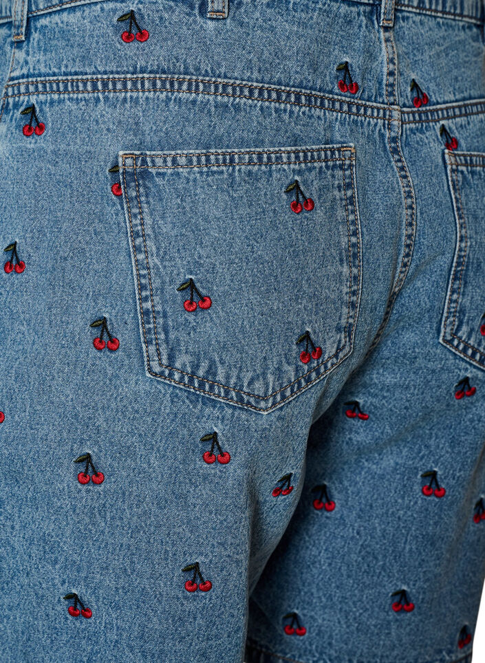 Short en jean brod&eacute;, Bleu Clair, Packshot image number 3