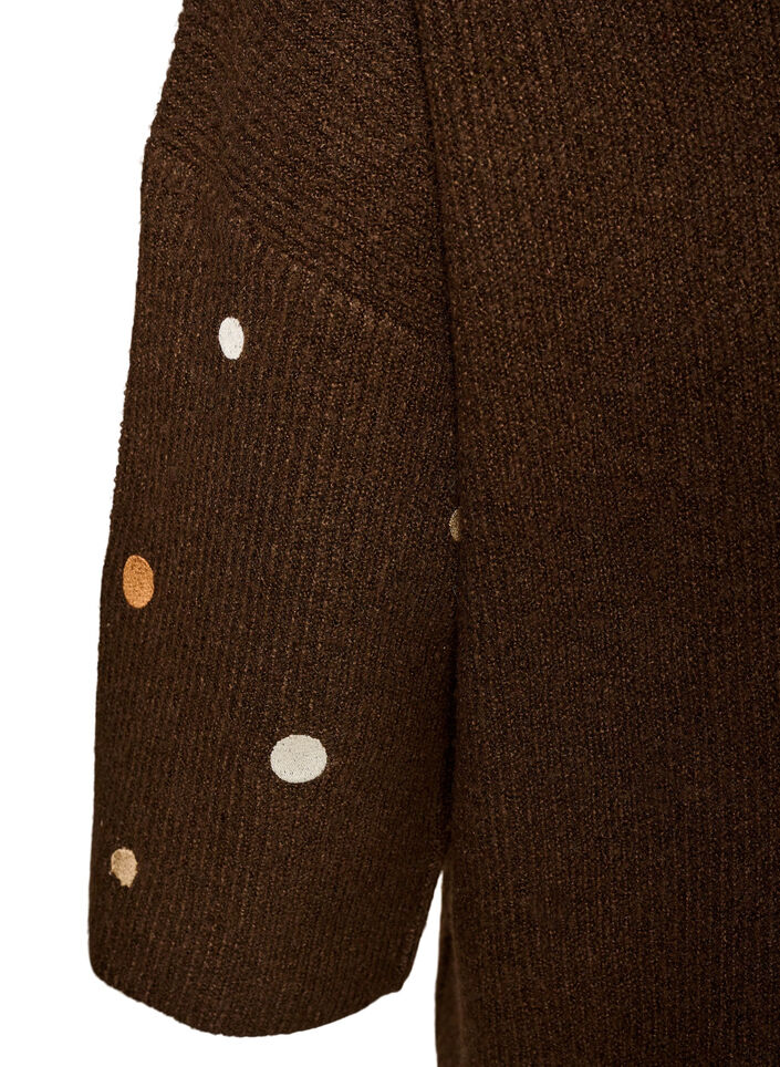 Blouse en maille avec de petits motifs brod&eacute;s, Marron, Packshot image number 3