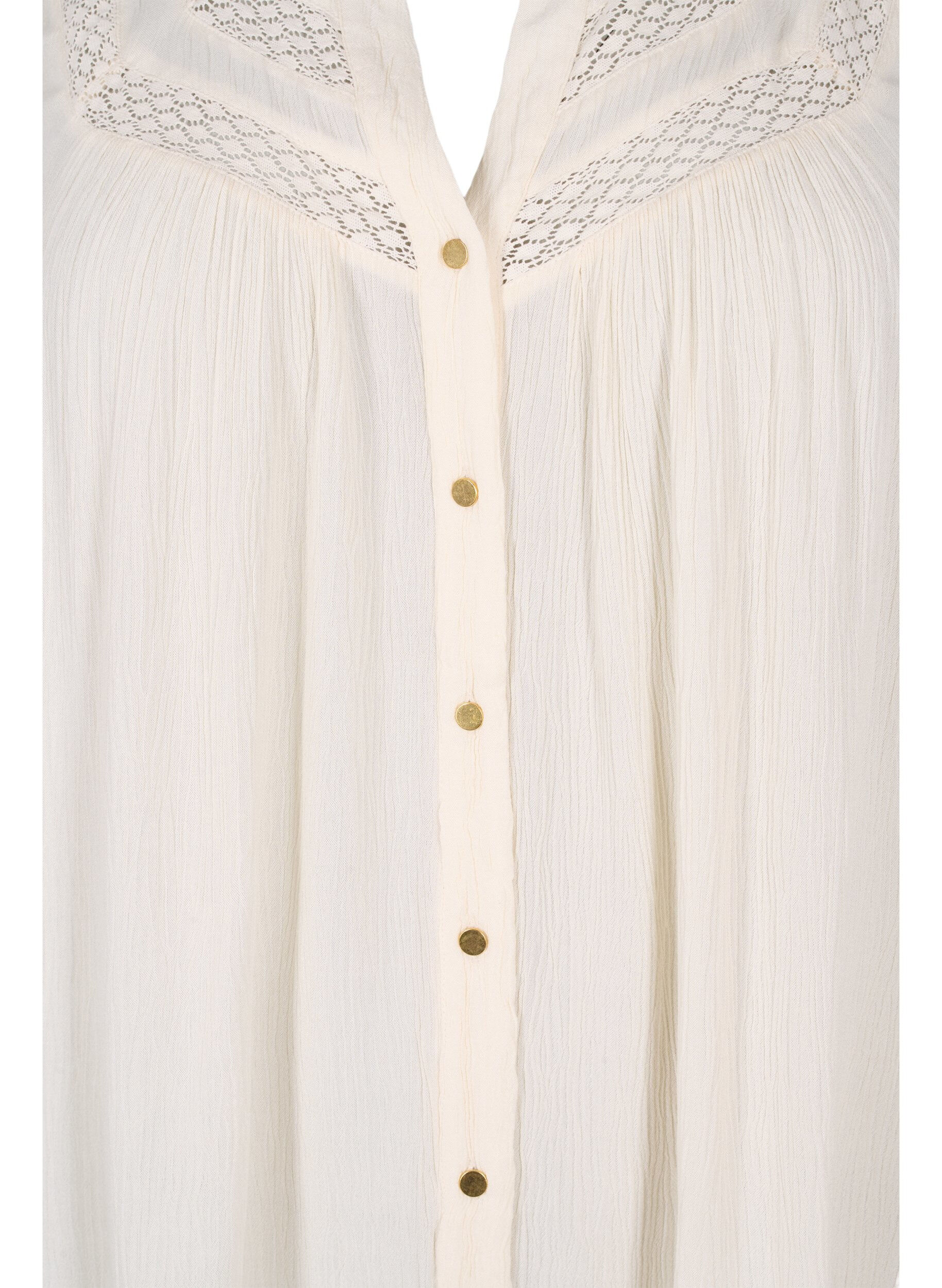 Zizzi Blouse sans manches en viscose avec d&eacute;tail en crochet, Bone White, Packshot image number 2