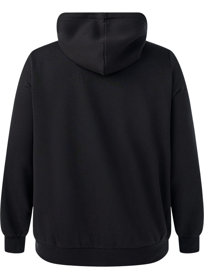 Sweat &agrave; capuche zipp&eacute; avec poches, Noir, Packshot image number 1