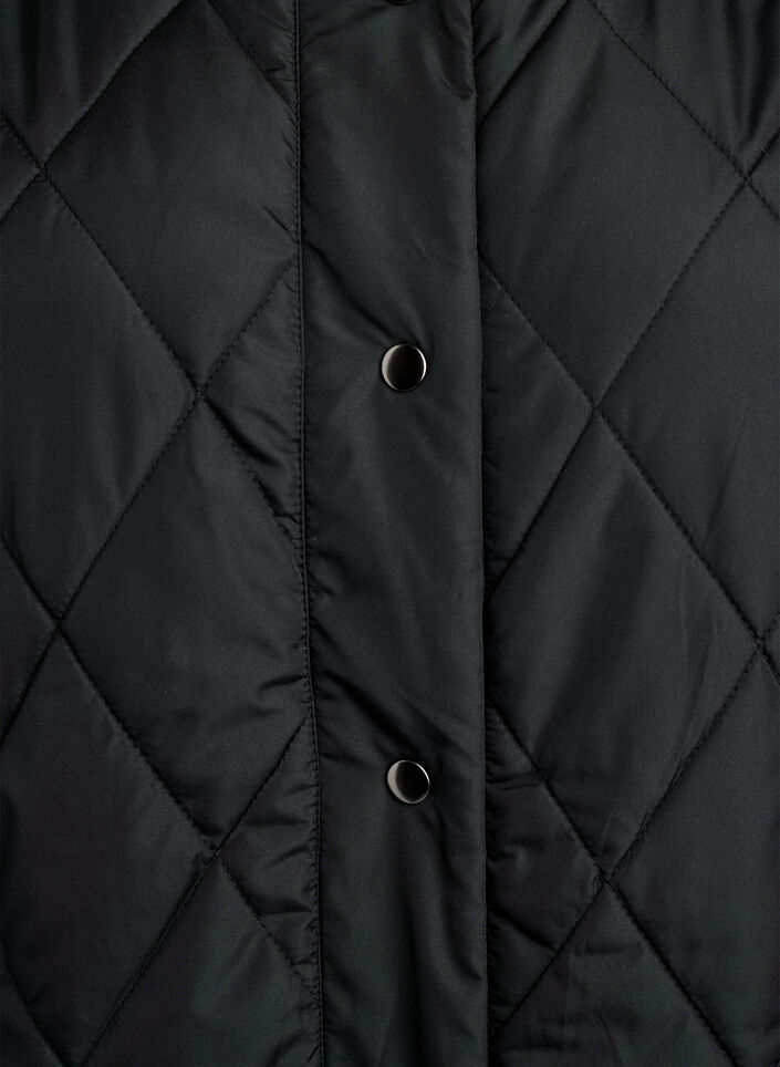 Gilet long matelass&eacute; avec boutons-pression, Noir, Packshot image number 2