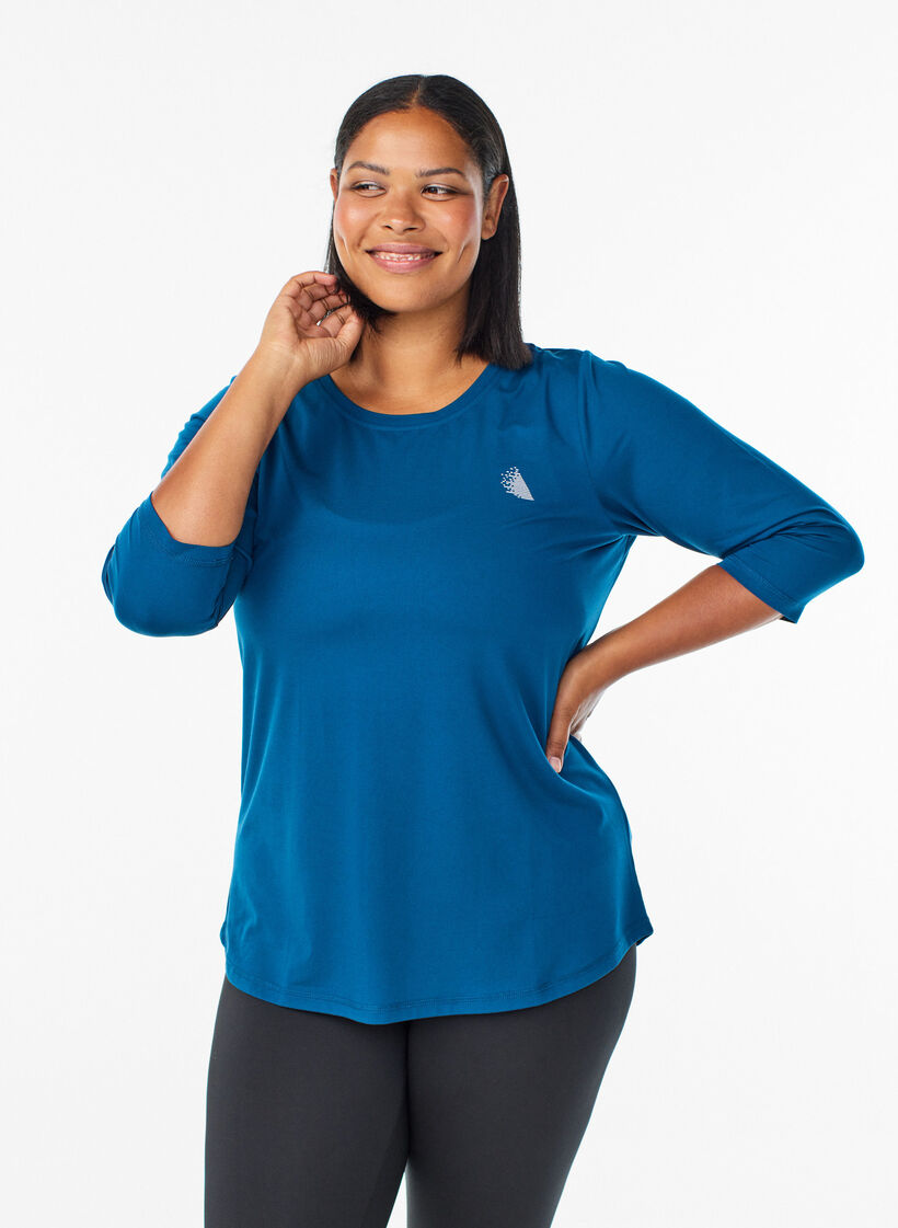 Haut de sport &agrave; manches 3/4, Bleu, Model image number 0