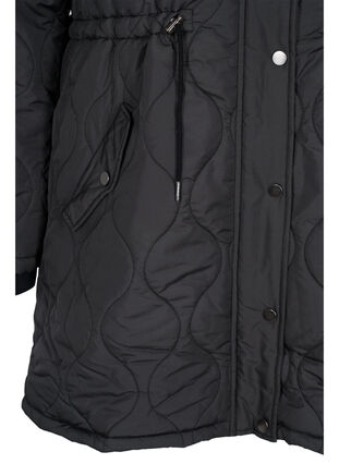Veste thermique matelassée avec doublure en polaire et capuche amovible, Black, Packshot image number 3