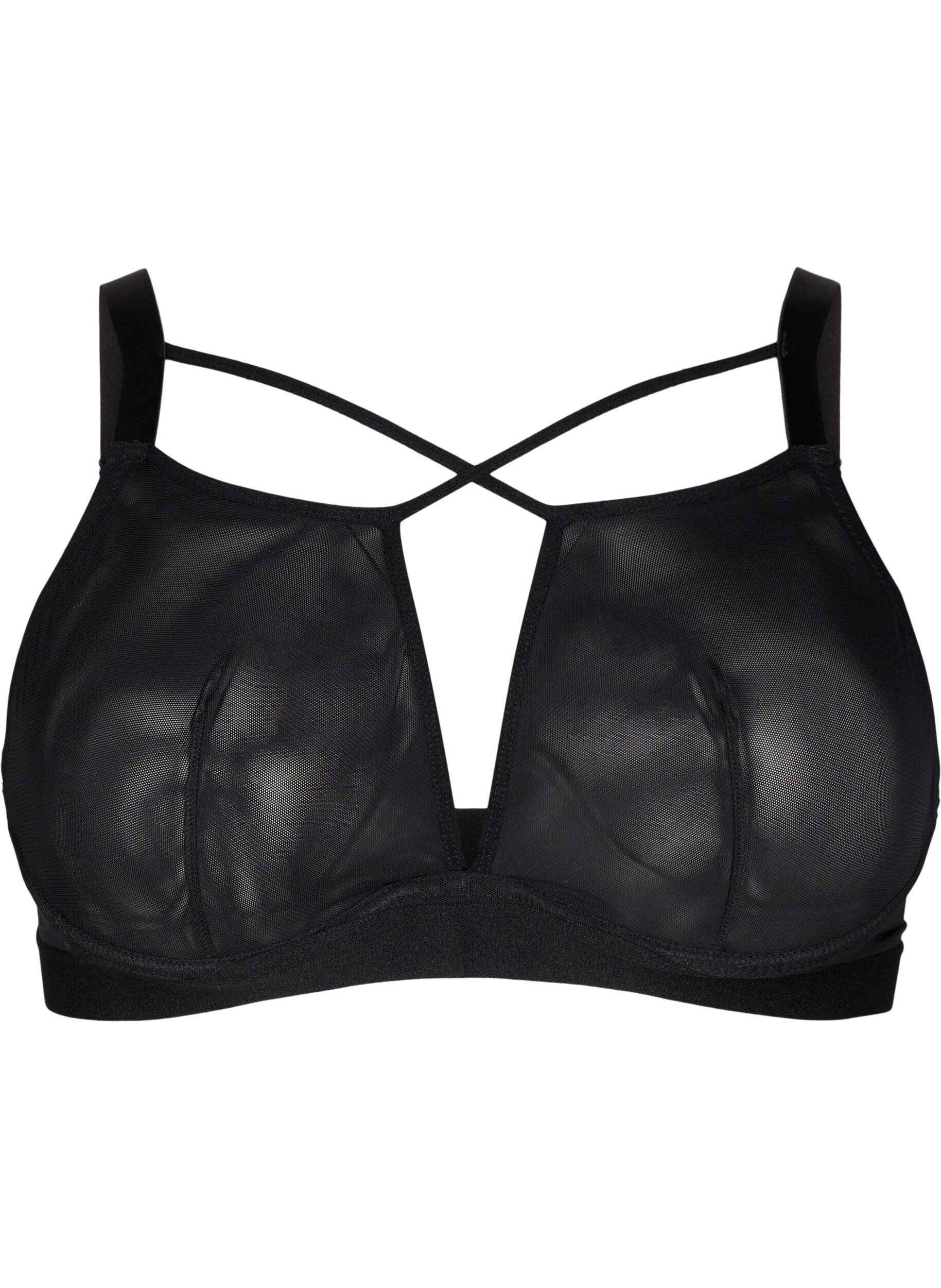 Zizzi Soutien-gorge en maille avec d&eacute;tail, Black, Packshot image number 0
