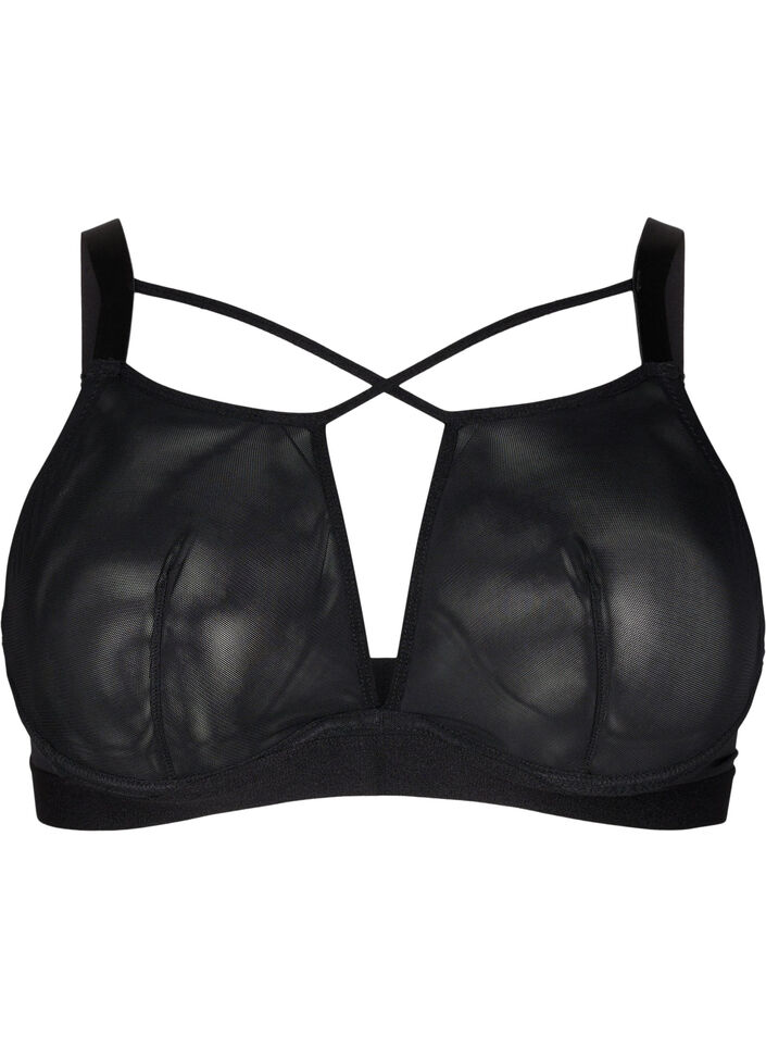 Soutien-gorge en maille avec détail, Black, Packshot image number 0