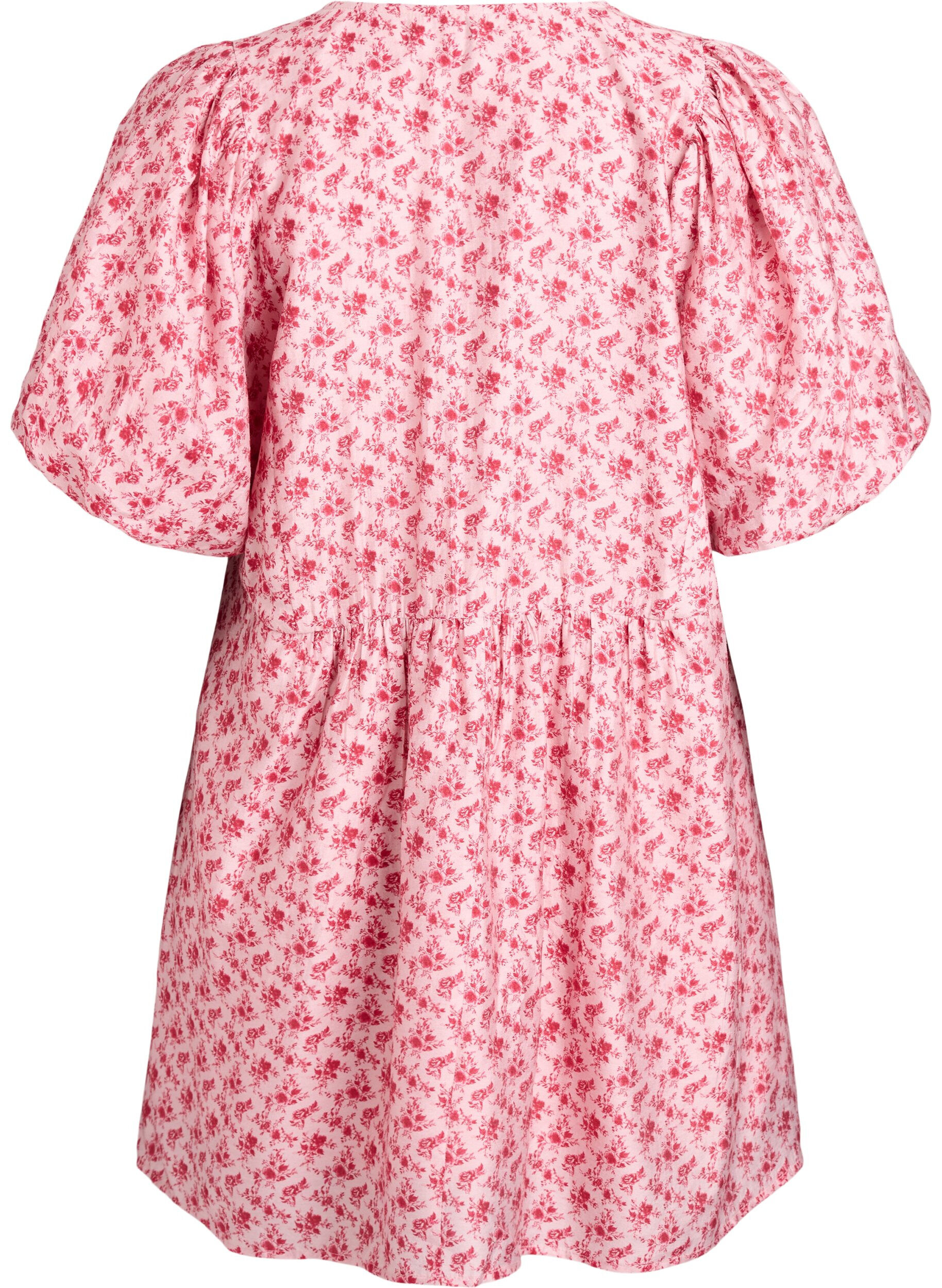 ZizziRobe courte en viscose avec une taille empire et des manches ballon, Rouge, Packshot image number 1