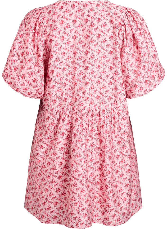 Robe courte en viscose avec une taille empire et des manches ballon, Rouge, Packshot image number 1