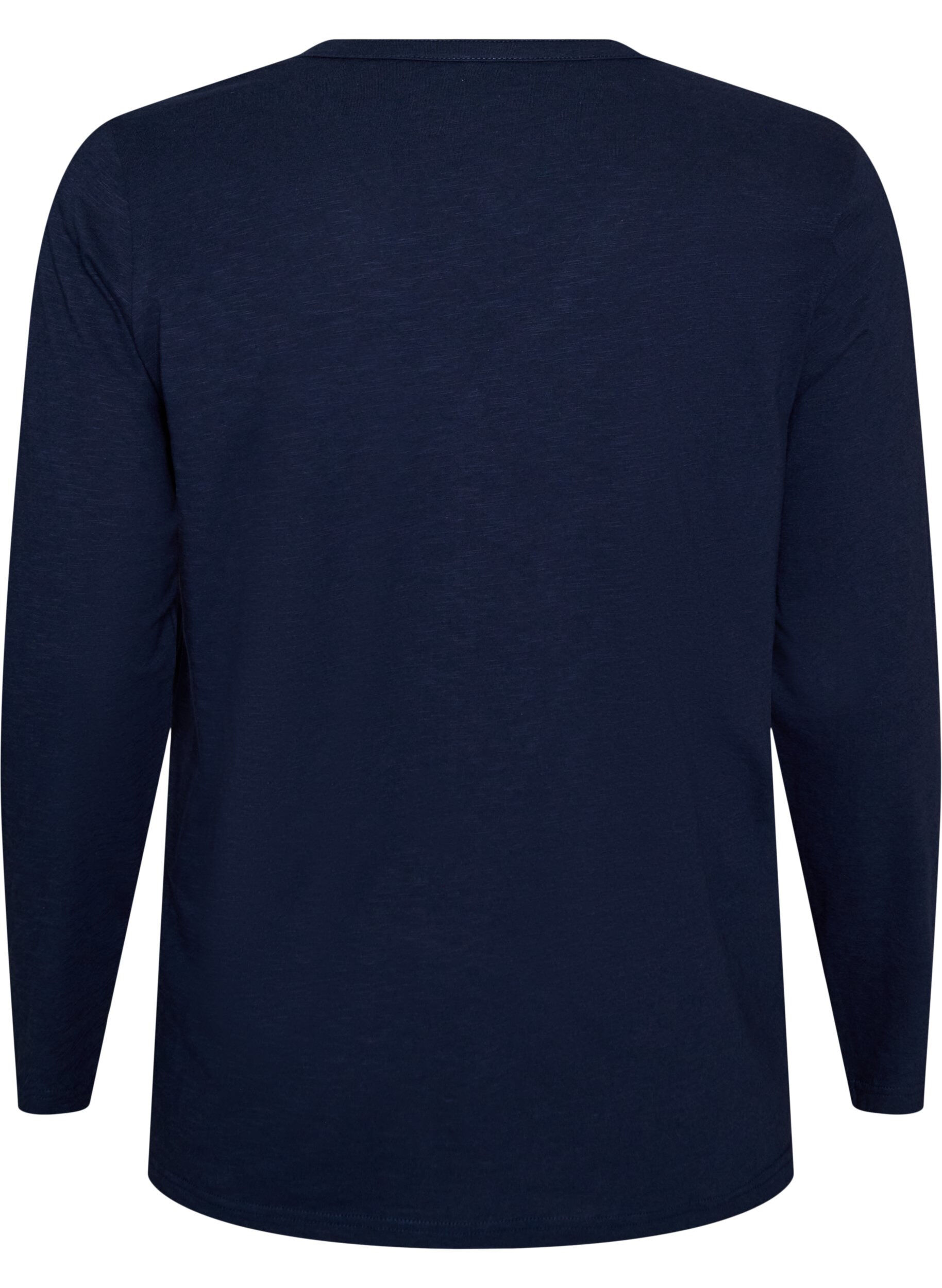 ZizziT-shirt &agrave; manches longues avec col V et boutons, Bleu, Packshot image number 1