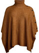 Poncho à col roulé avec détail boutonné, Marron, Packshot image number 0