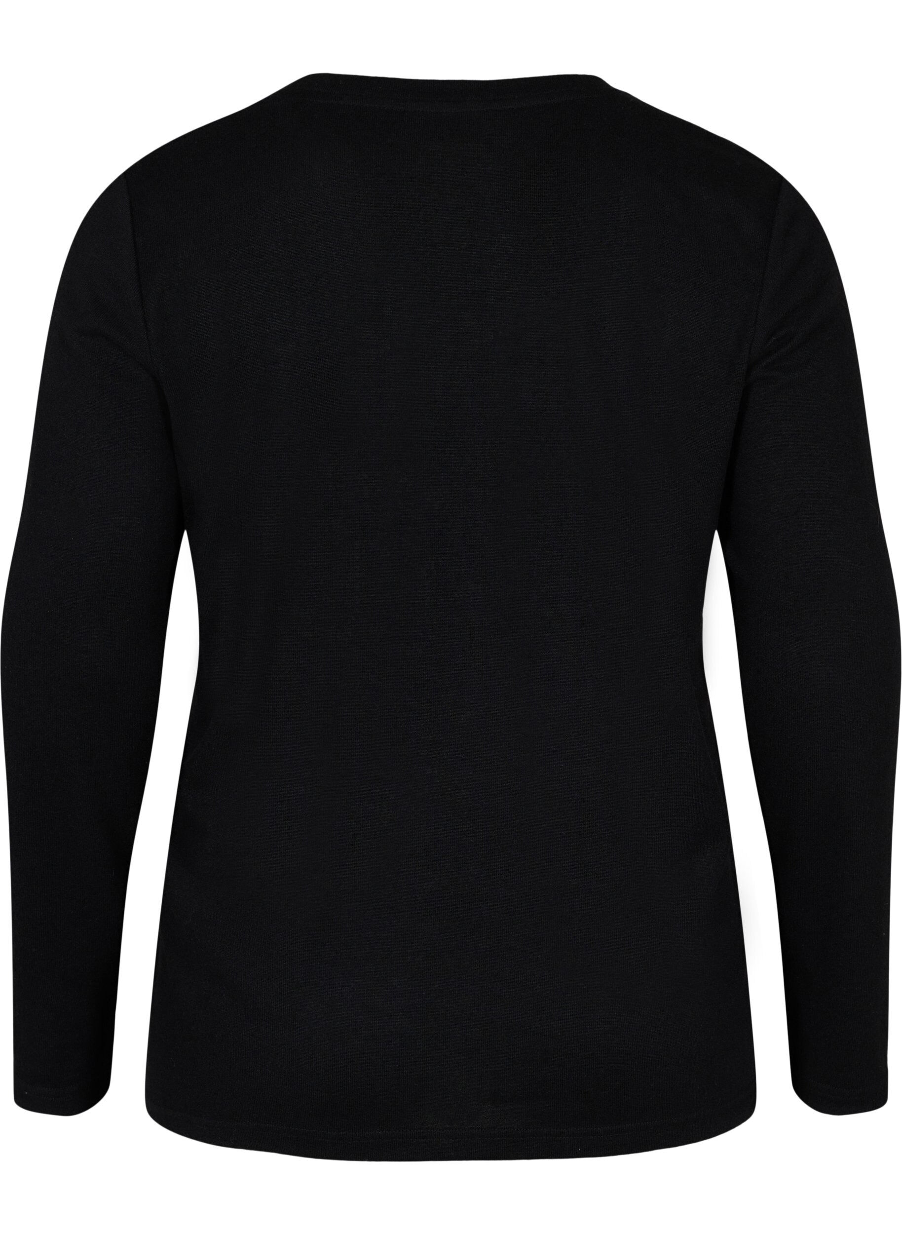 Zizzi Blouse avec similis et manches longues, Black, Packshot image number 1