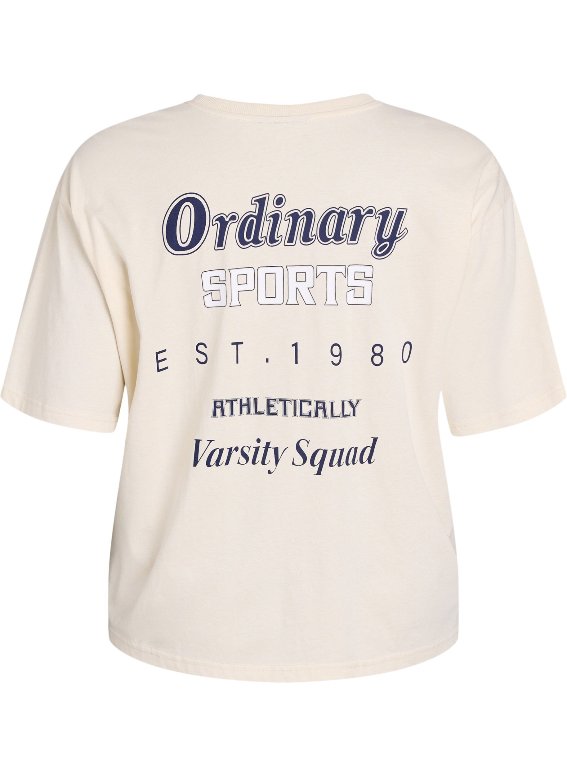 Zizzi T-shirt oversize avec impression au dos, Beige, Packshot image number 1