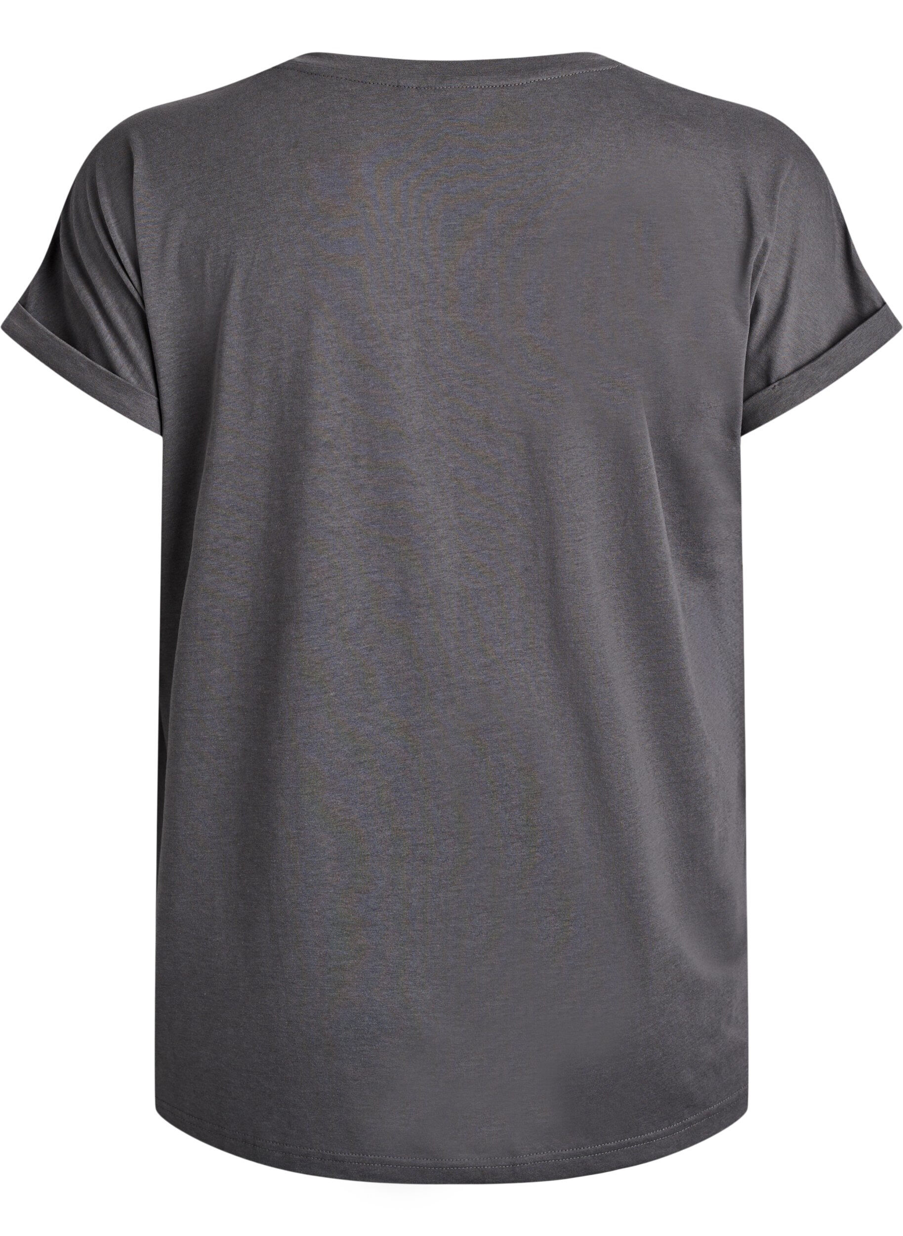 Zizzi T-shirt &agrave; manches courtes en m&eacute;lange de coton, Gris anthracite, Packshot image number 1