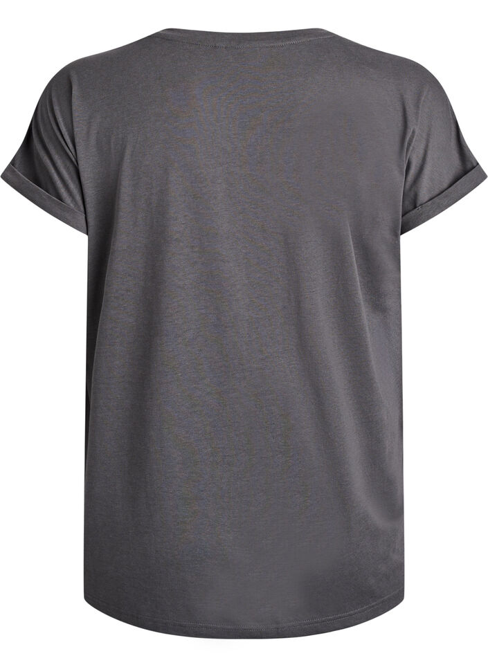 T-shirt &agrave; manches courtes en m&eacute;lange de coton, Gris anthracite, Packshot image number 1