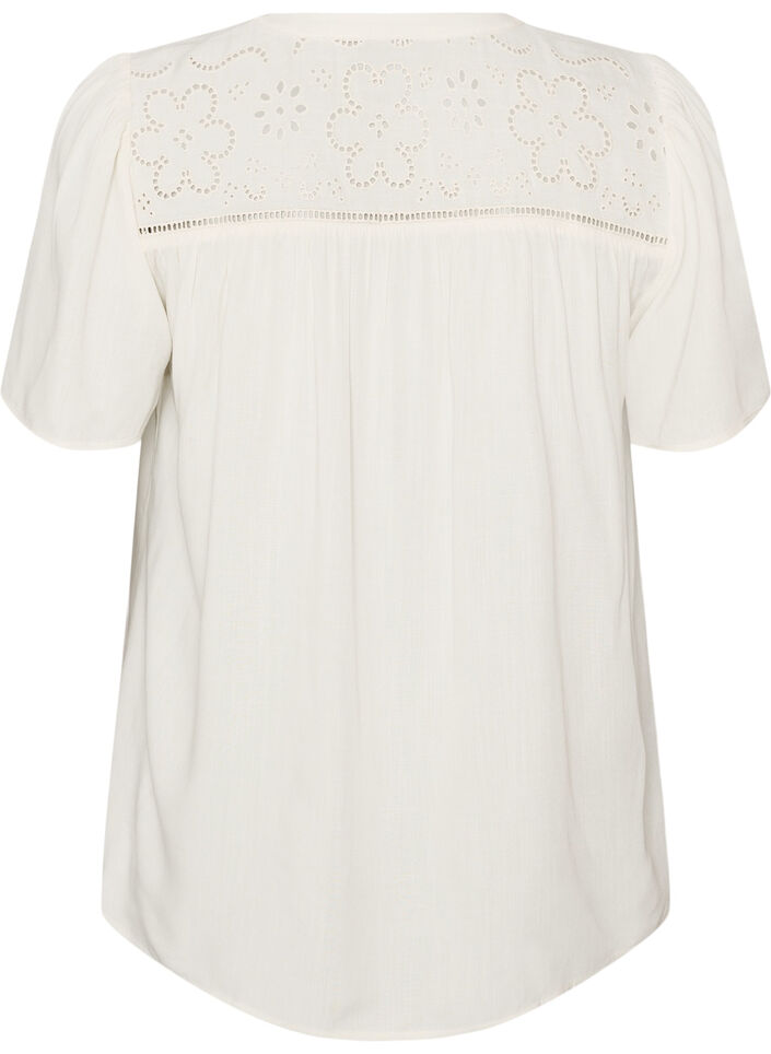 Blouse en viscose avec broderie anglaise, Beige, Packshot image number 1