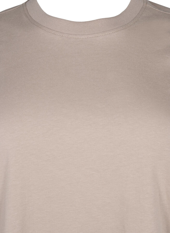 T-shirt basique en coton &agrave; col rond, Beige, Packshot image number 2