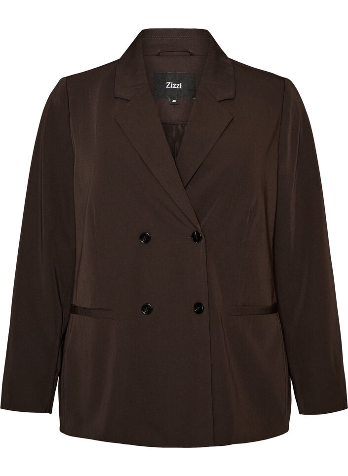 Blazer crois&eacute; &agrave; la coupe ample, Marron, Packshot image number 0