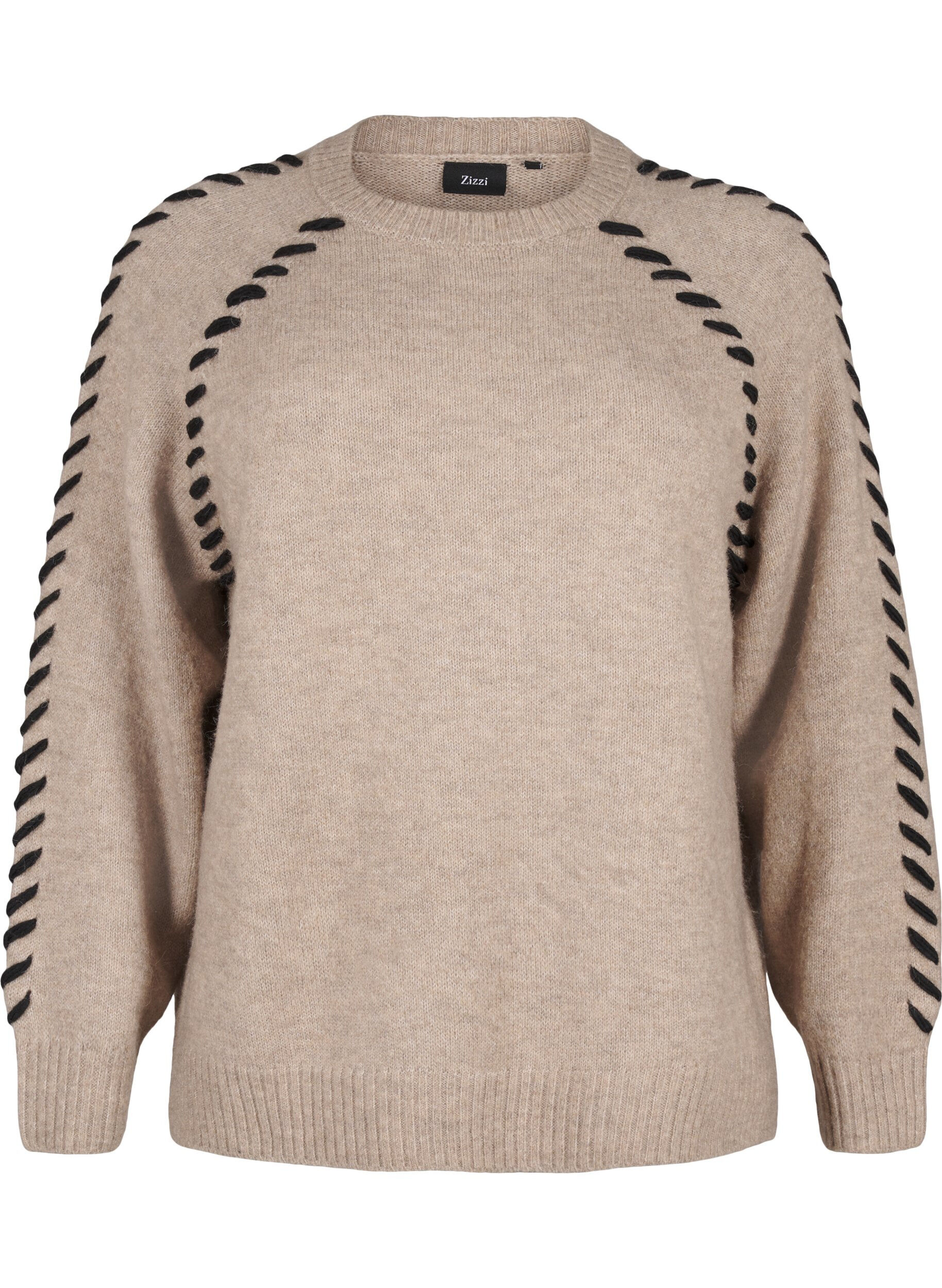 Zizzi Chemisier en tricot avec coutures, Desert T.Wh.Mel.Comb, Packshot image number 0