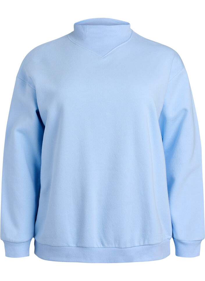 Sweatshirt &agrave; col montant et manches longues, Bleu Clair, Packshot image number 0