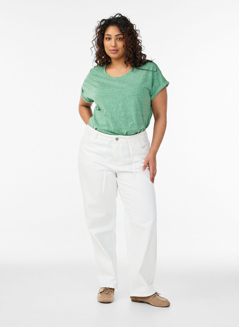 T-shirt m&eacute;lang&eacute; avec manches courtes, Vert, Model image number 1