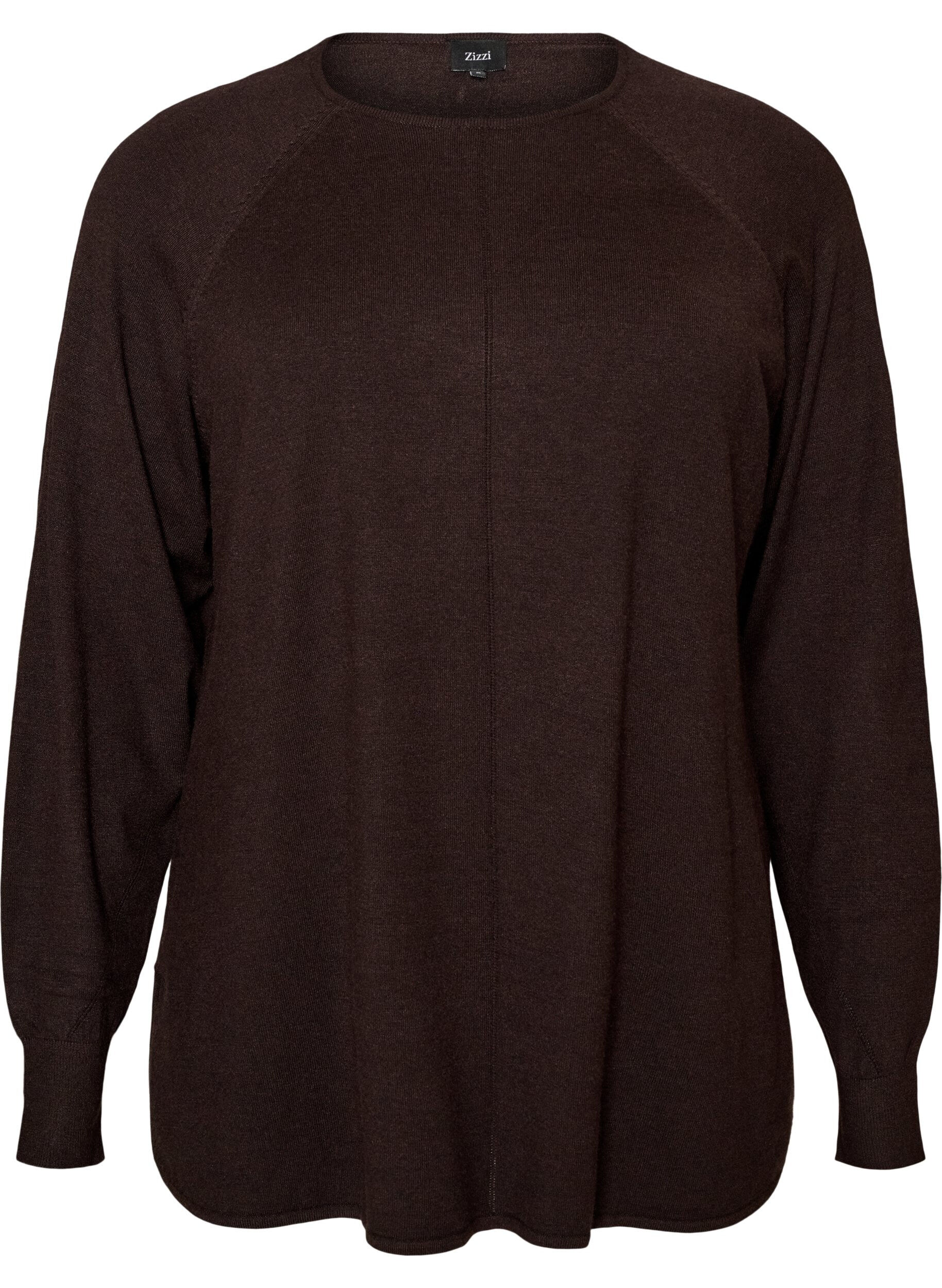 ZizziChemisier en tricot avec col rond et motif tricot, Marron, Packshot image number 0