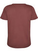 T-shirt en coton avec imprim&eacute; sur le devant et col en V, Rose poudr&eacute;e, Packshot image number 1