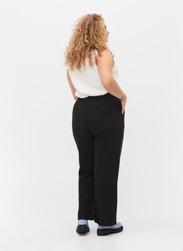 Pantalon évasé avec taille élastiquée, Black, Model image number 1