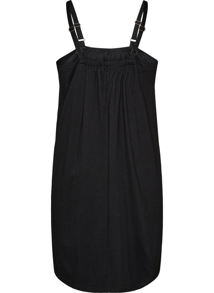 Robe &agrave; bretelles midi en coton bio, Noir, Packshot image number 1