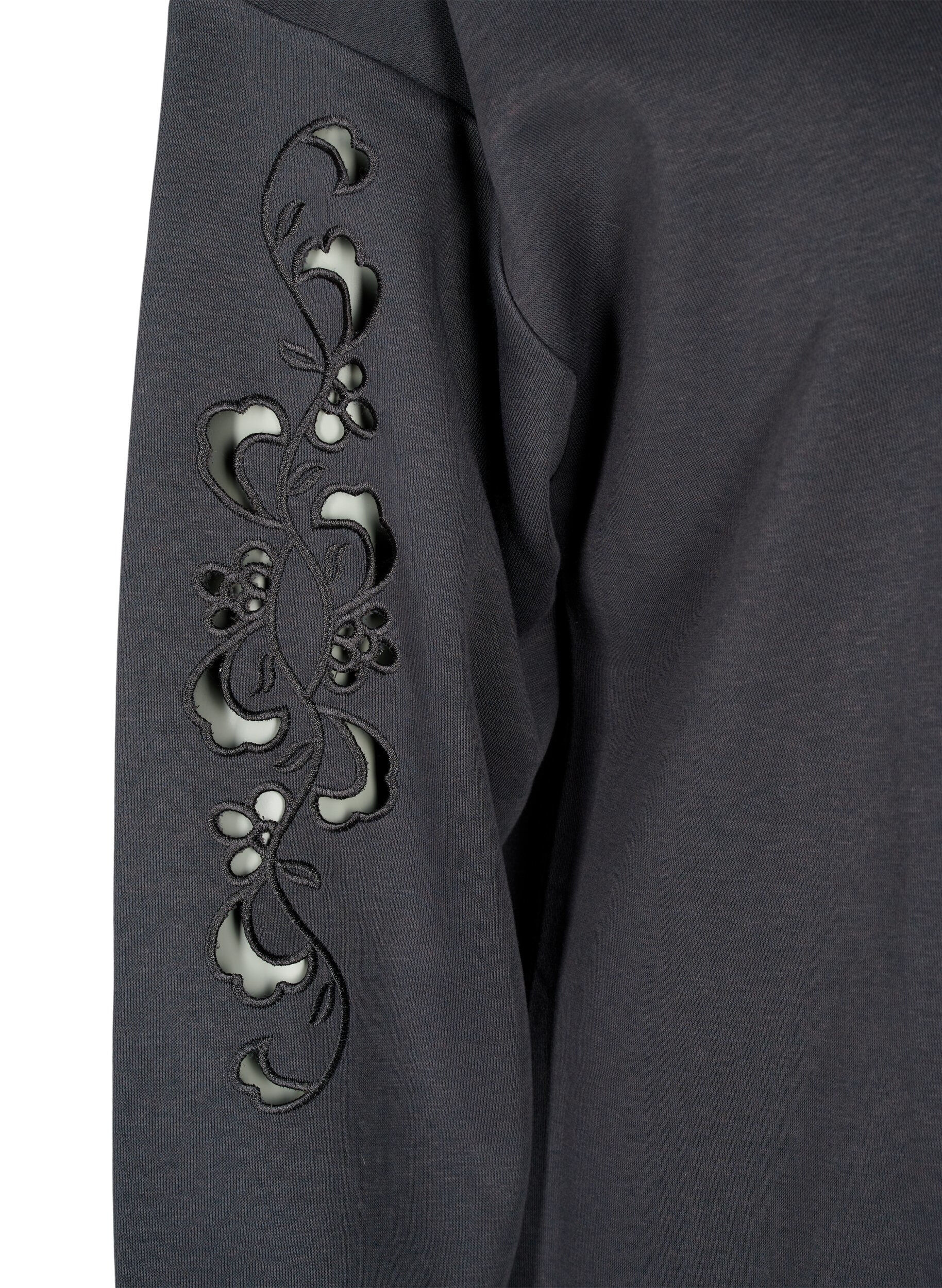 Zizzi Robe sweat avec d&eacute;tails brod&eacute;s., Dark Grey, Packshot image number 3
