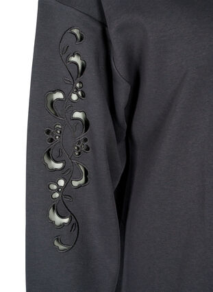 Robe sweat avec détails brodés., Dark Grey, Packshot image number 3
