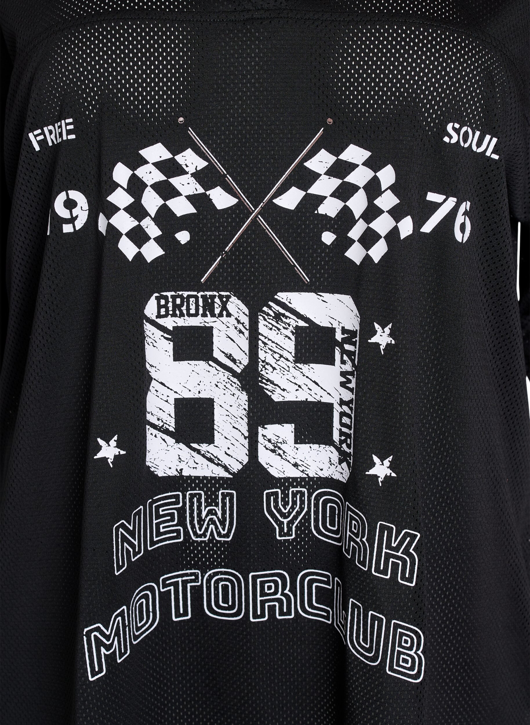 Zizzi T-shirt sport avec imprim&eacute; devant, Black, Packshot image number 2