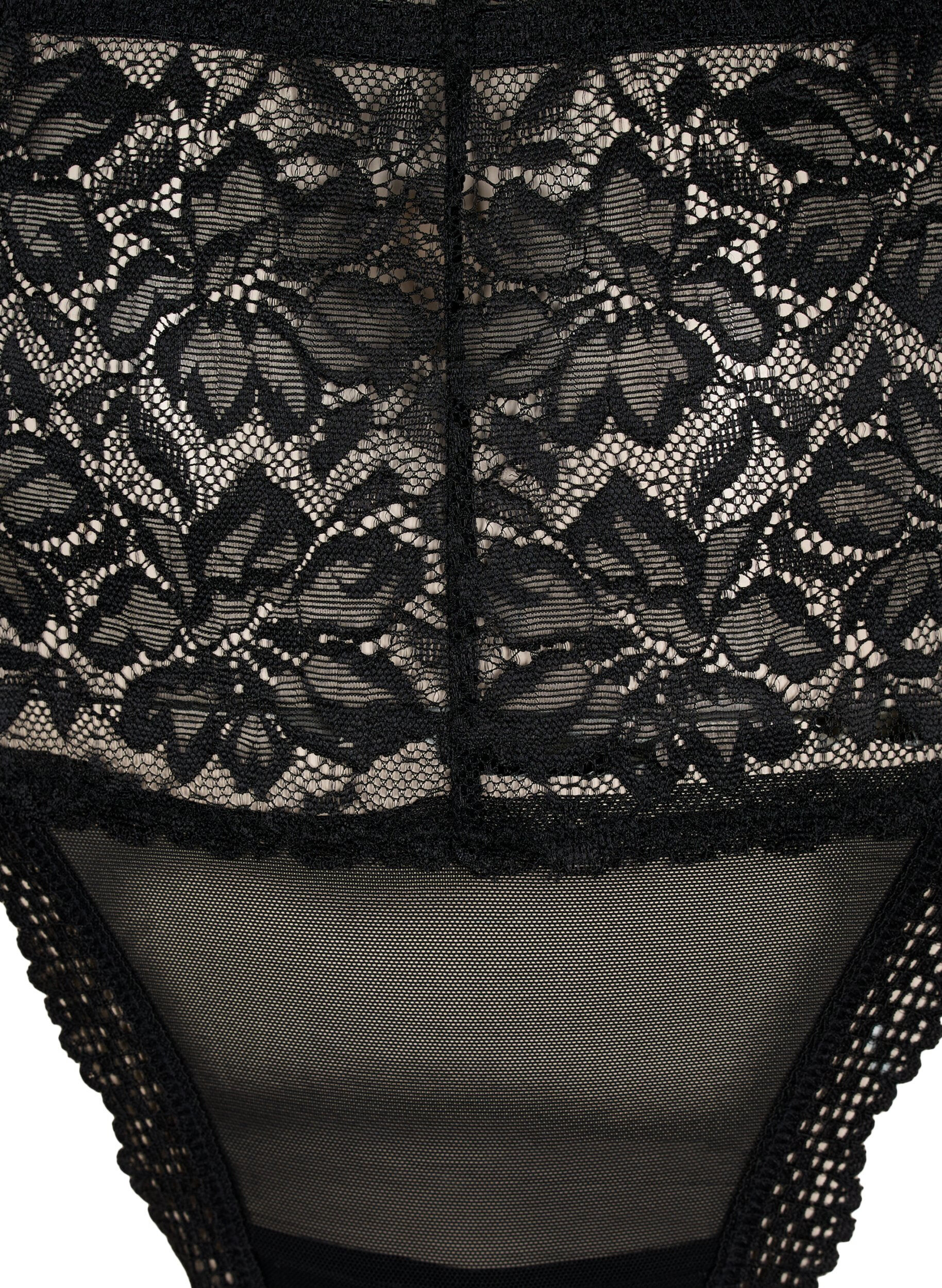 Zizzi String en dentelle ouvert avec taille r&eacute;guli&egrave;re, Black, Packshot image number 2