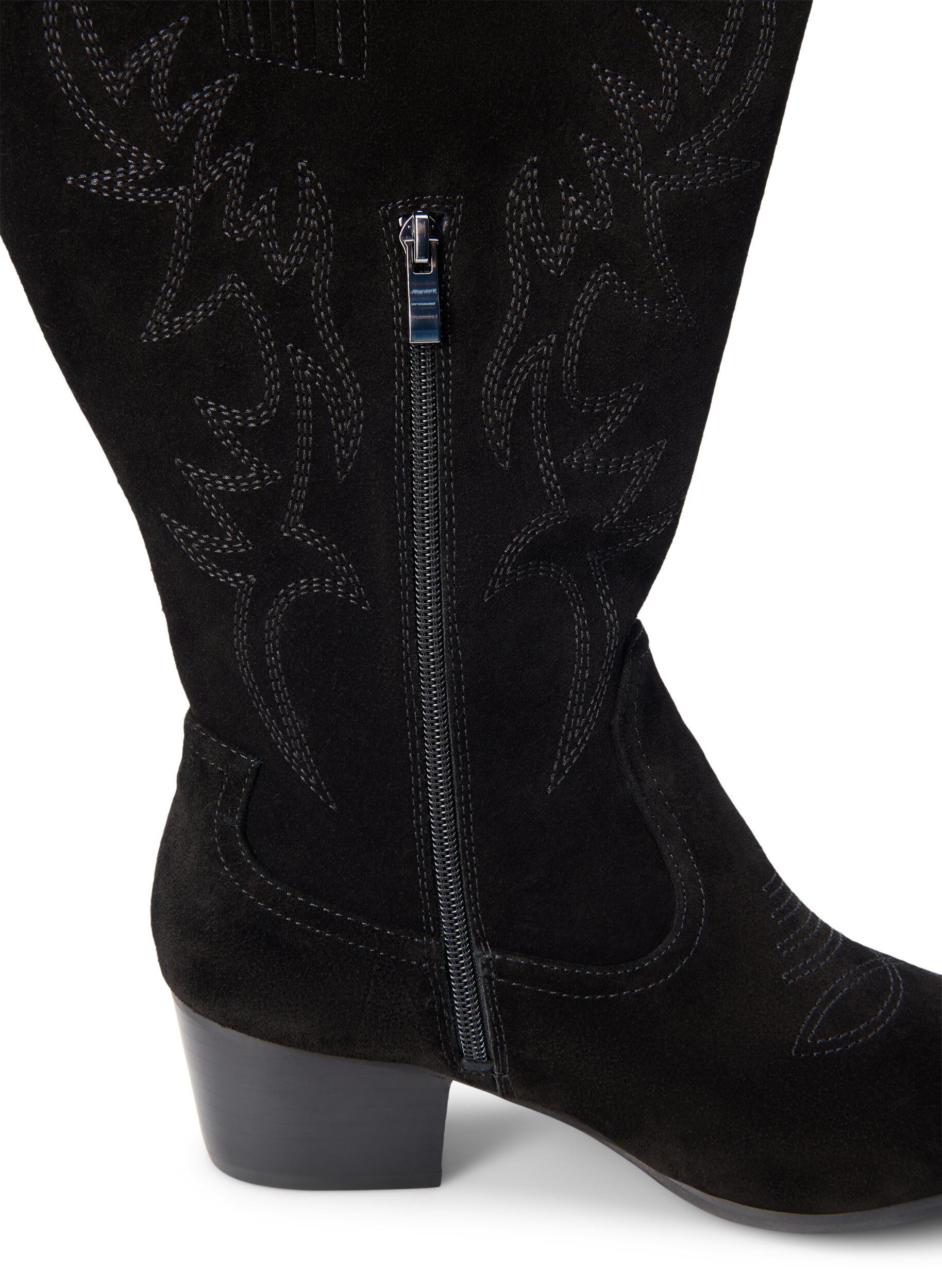 Zizzi Large &ndash; Bottes de cowboy en daim, Black, Packshot image number 3
