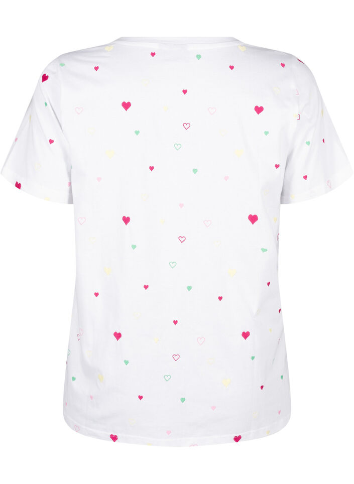 T-shirt en coton biologique avec des cœurs, White Heart Emb., Packshot image number 1
