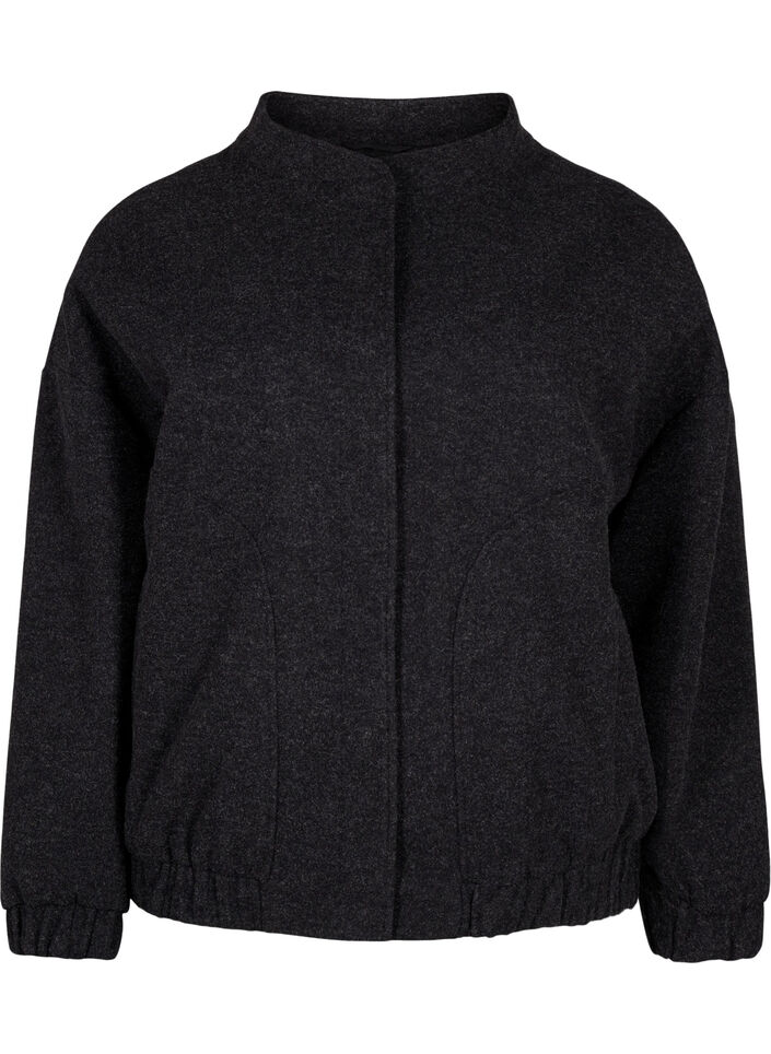  Blouson bomber aspect laine avec poches, Dark Grey Melange, Packshot image number 0
