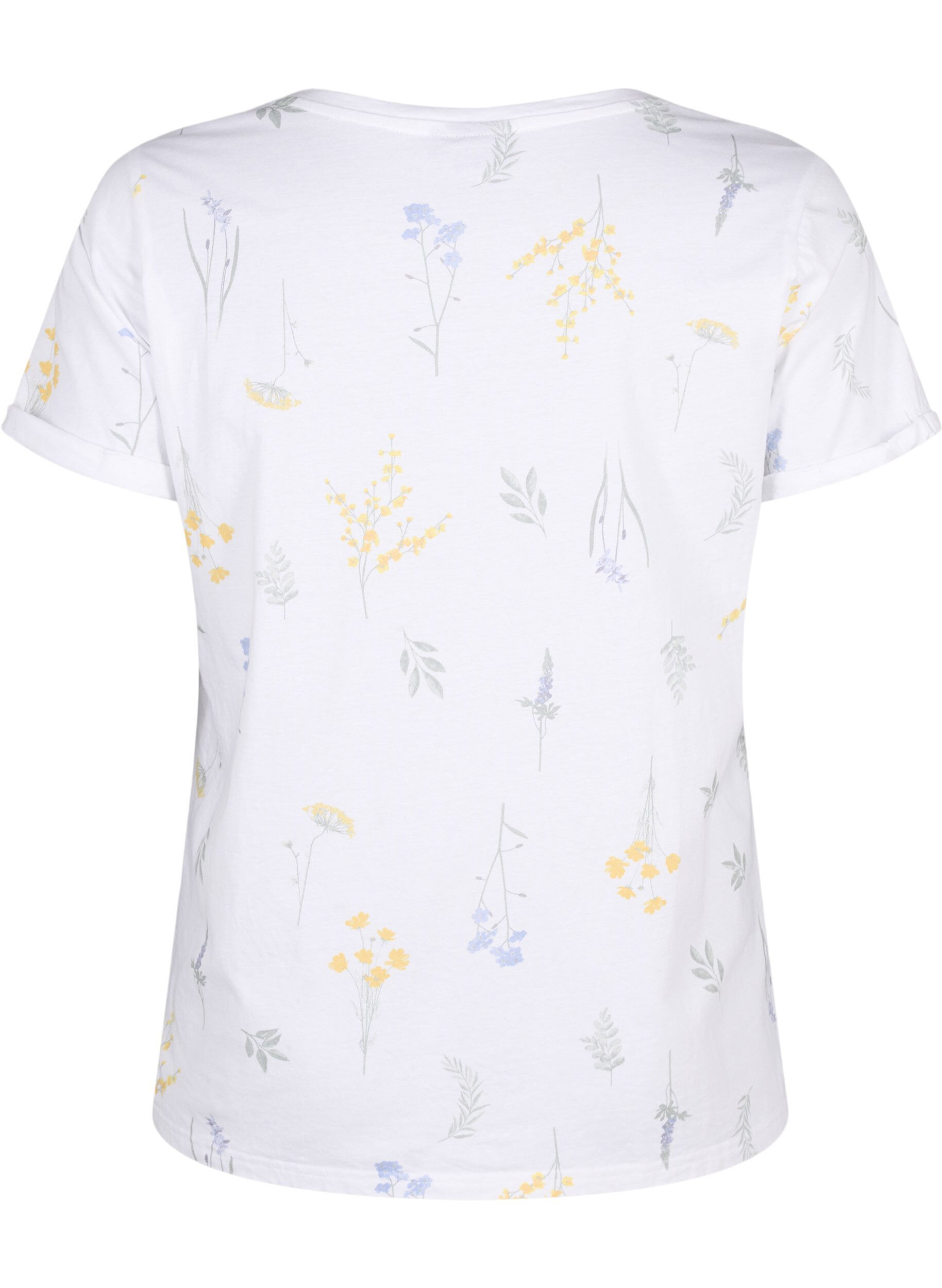 Zizzi T-shirt en coton biologique avec imprim&eacute; floral, Bright W. AOP, Packshot image number 1