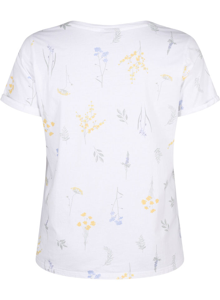 T-shirt en coton biologique avec imprimé floral, Bright W. AOP, Packshot image number 1