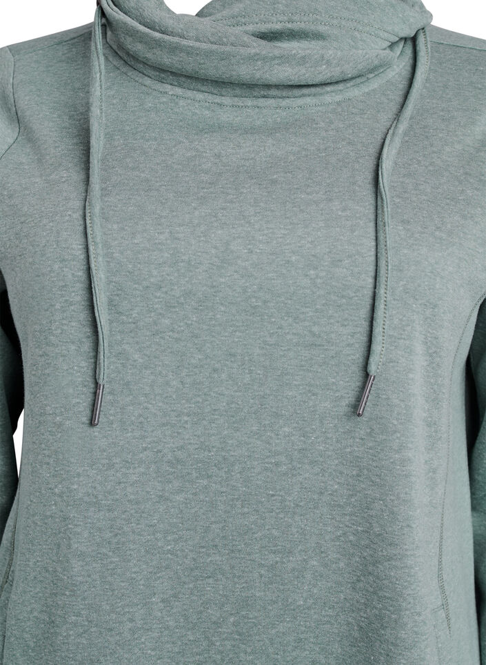 FLASH - Robe sweat-shirt courte &agrave; col montant et poches, Vert, Packshot image number 2