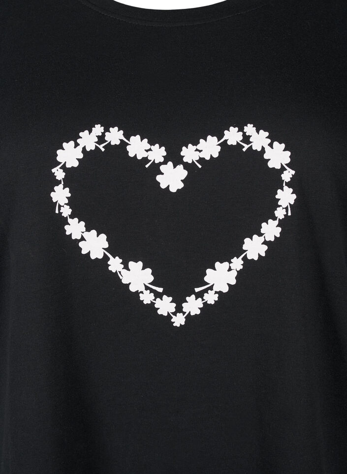 FLASH - T-shirt avec motif, Black Flower Heart , Packshot image number 2