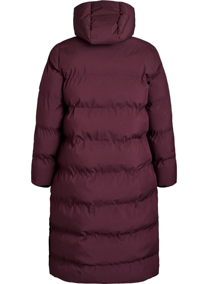 Manteau d'hiver long et matelass&eacute; avec capuche, Bordeaux fonc&eacute;, Packshot image number 1